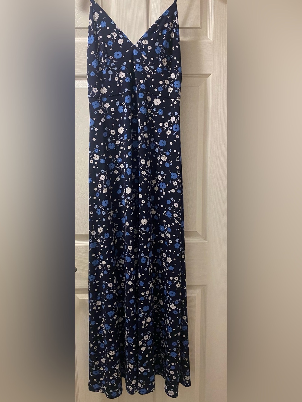 Michael Kors Navy Maxi Skirt with Blue & White Floral Print